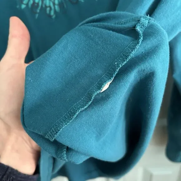 Tek Gear Womens Y2K Teal Graphic Long Sleeve T-Shirt XL - Picture 6 of 8